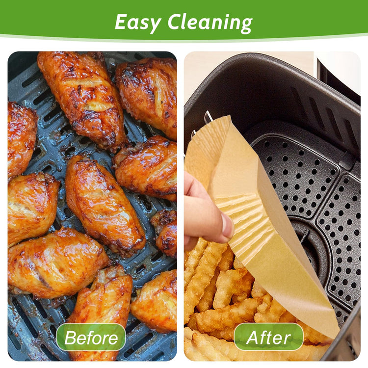 360 Pcs 8.7" x 5.5" Square Air Fryer Paper Liners Disposable Unbleached Heavy Duty (360 Count)