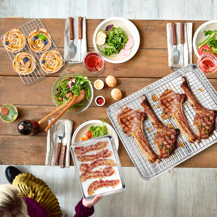 16 + 10.4 Inch Baking Sheet Pan and Cooking Rack