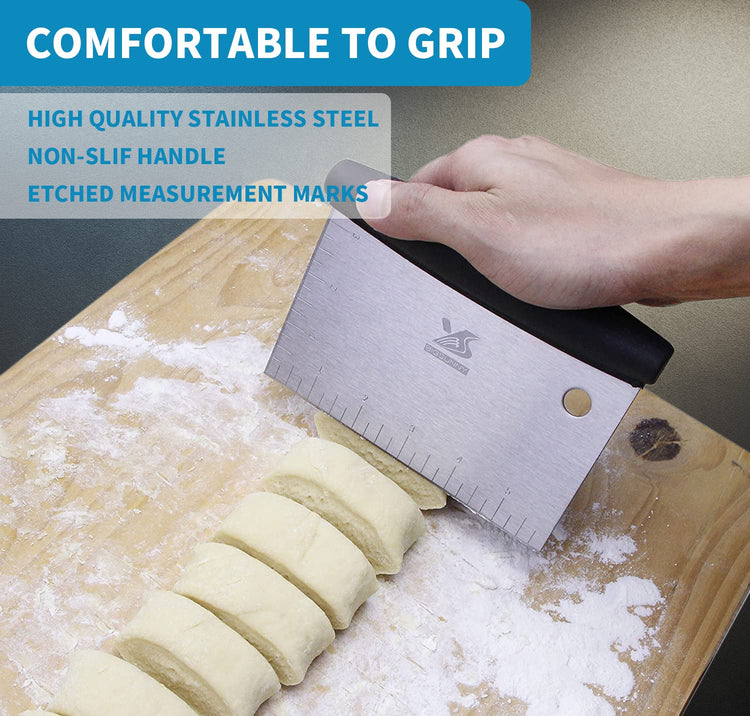 Dough Scraper Baking Pastry Cutter Good Grip Pastry Scraper Chopper Stainless Steel Dough Cutter