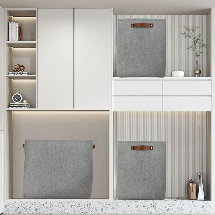 Large Storage Baskets for Blankets Living Room 51L Canvas Storage Baskets for Organizing 3 Pack Collapsible Baskets Bins for Organizing Home Office with Handles (3 Count)