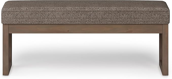 SIMPLIHOME Milltown Large Ottoman Bench - 44 inch Wide Upholstered Tweed Look Fabric Rectangle Footstool Ottoman in Mink Brown, Contemporary Bench for Bedroom with Cushioned Seat, Assembled