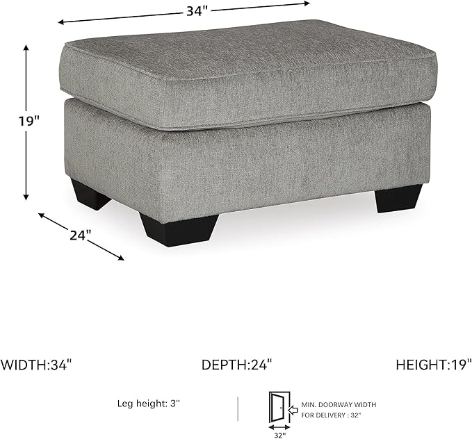 Signature Design by Ashley Altari Modern Rectangular Accent Ottoman, Light Gray