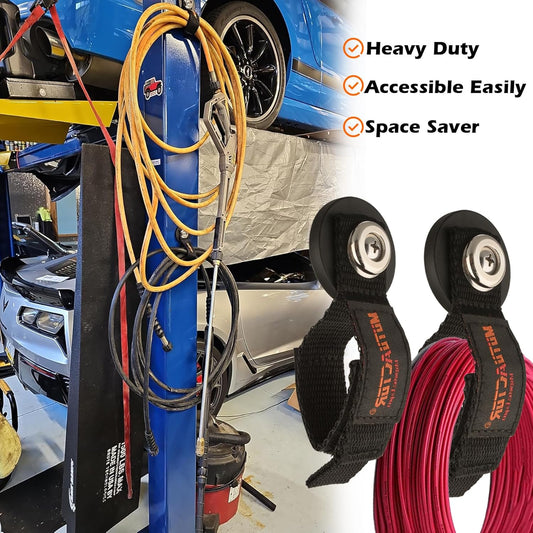 MUTUACTOR Magnetic Hooks Heavy Duty,4Pack Strong Magnetic Mount Garage Storage Magnets with Hooks,Non-Slip Magnets Extension Cord Organizer for Hoses,Electric Cables in Garage,Pick-up,RV and Workshop