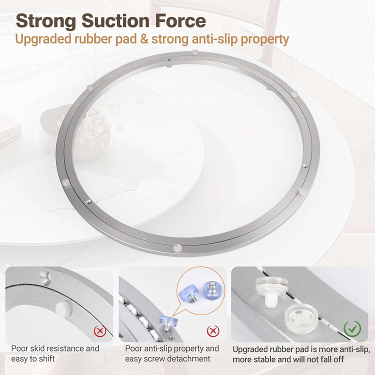 20 Inch Lazy Susan Aluminum Alloy Rotating Turntable Bearing, Non - Slip Metal Bearing Swivel Plate Hardware for Dining and Workbench,440 Pounds Capacity