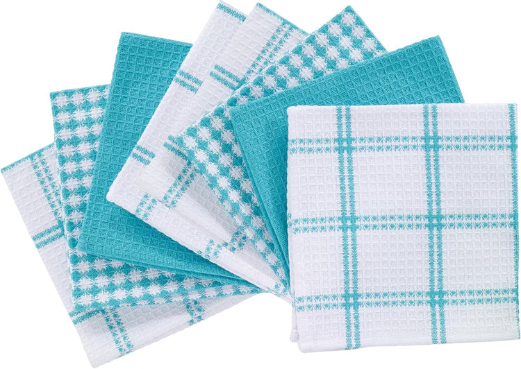 T-fal Premium Waffle Dish Cloths: Highly Absorbent, Super Soft Long Lasting - 100% Cotton, 12"x13" Towel for Cleaning & Drying, (8-Pack), Breeze - Nestoria