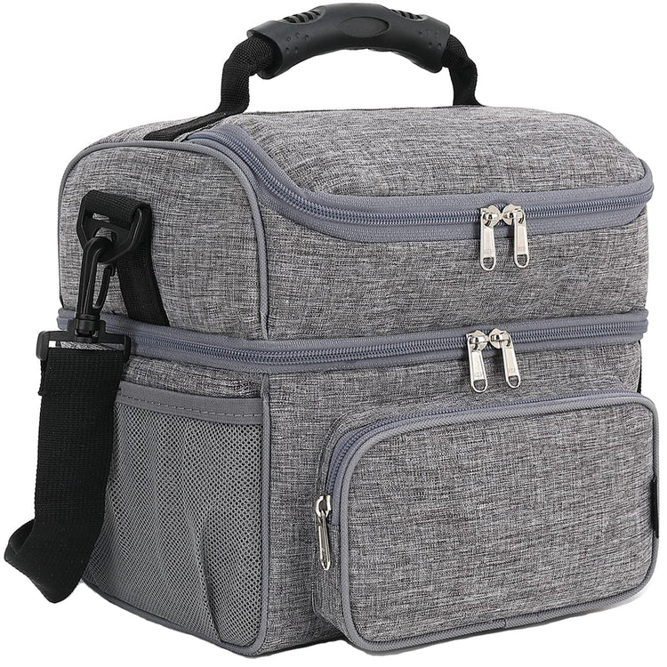 Double Layer Cooler Insulated Lunch Bag Adult Lunch Box Large Tote Bag for Men (2 Count)