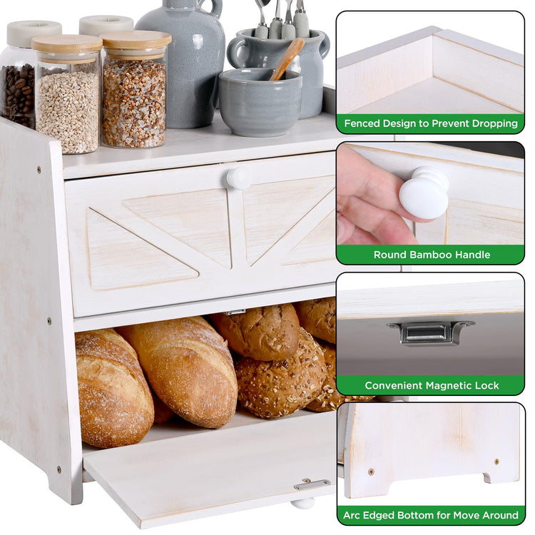 Bamboo Corner Bread Box for Kitchen Countertop 2