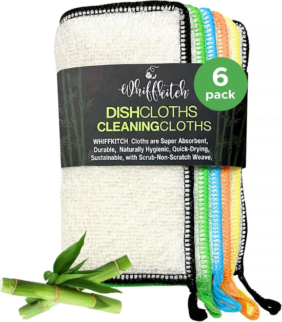 Whiffkitch Dishcloths & Towels for Kitchen, Drying, Durable, Absorbent Washcloths, Non-Scratch, Hygienic, Multi-Surface Cleaning, 6x7 Inches Multi Color, 6 Pack - Nestoria