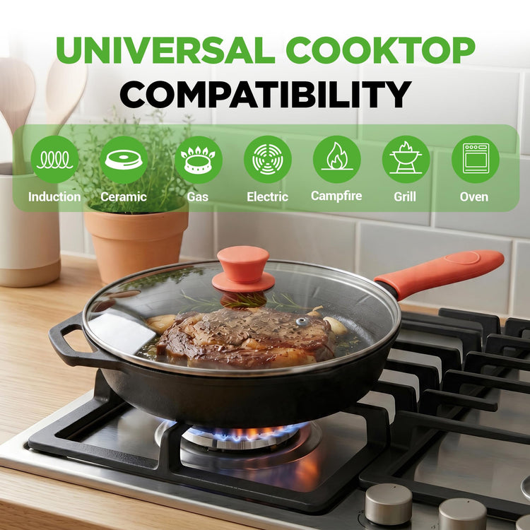 10 Inch Cast Iron Skillet with Lid