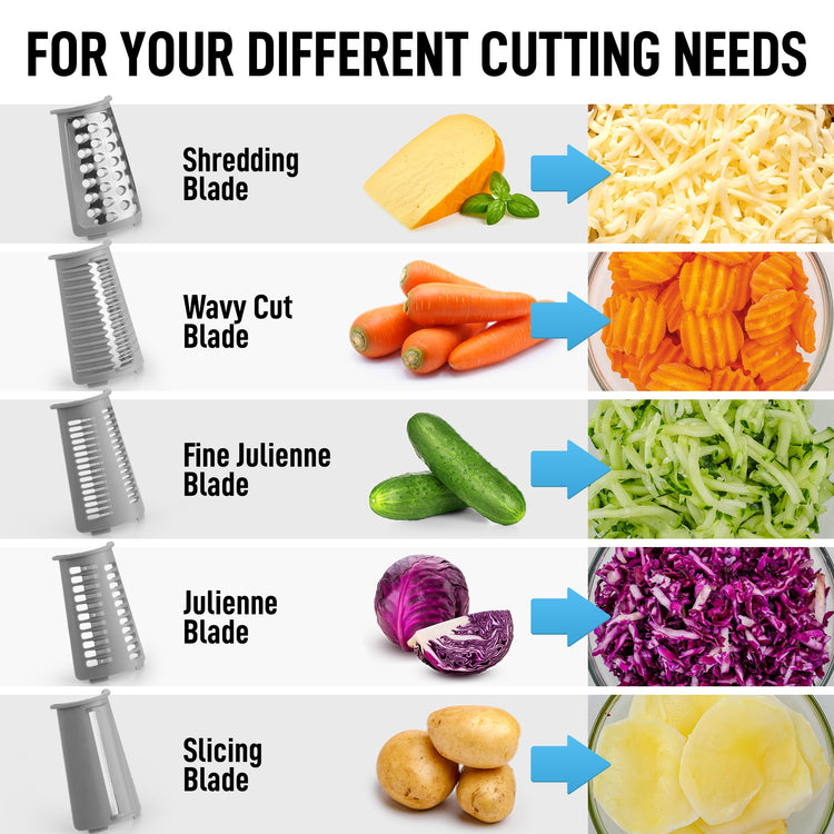 Rotary Cheese Grater 5 Blade Cheese Shredder