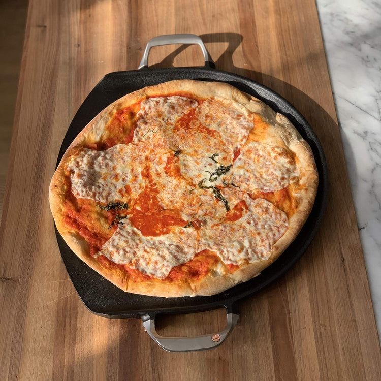 Cast Iron Grill Skillet and Pan with Forged Handles for Pizza