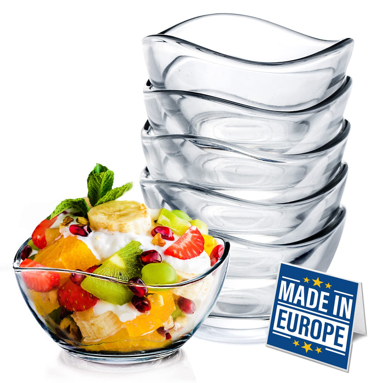 CRYSTALIA Small Glass Bowls for Kitchen Prep (6 Count)