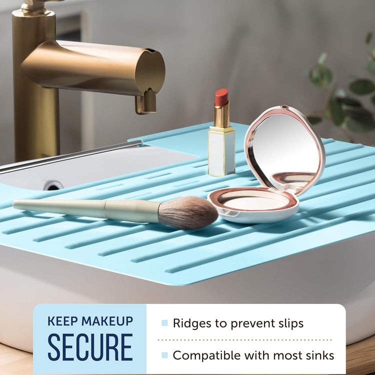 Maplefield Camper RV Sink Cover Silicone Topper - Light Blue, 22 x 2 x 2 in - Heat Resistant to 400°F - Foldable Travel Bathroom Counter Space Saver & Makeup Mat