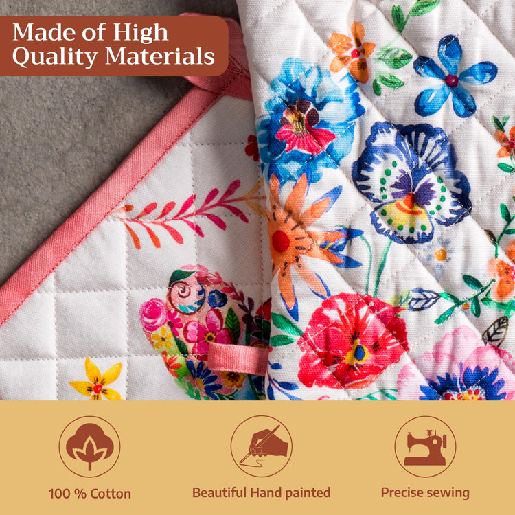 100% Cotton Oven Mitt & Pot Holder Set