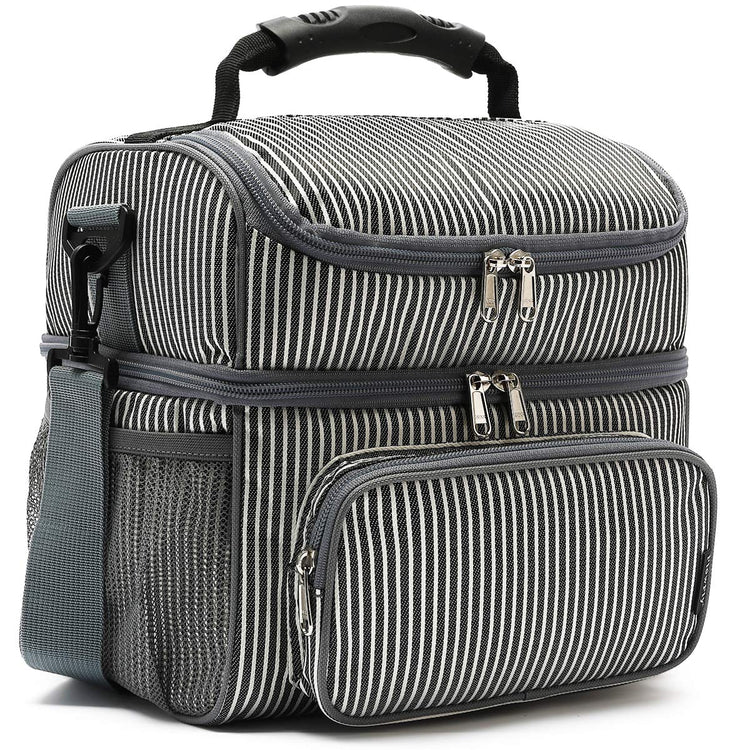 Double Layer Cooler Insulated Lunch Bag Adult Lunch Box Large Tote Bag for Men (2 Count)
