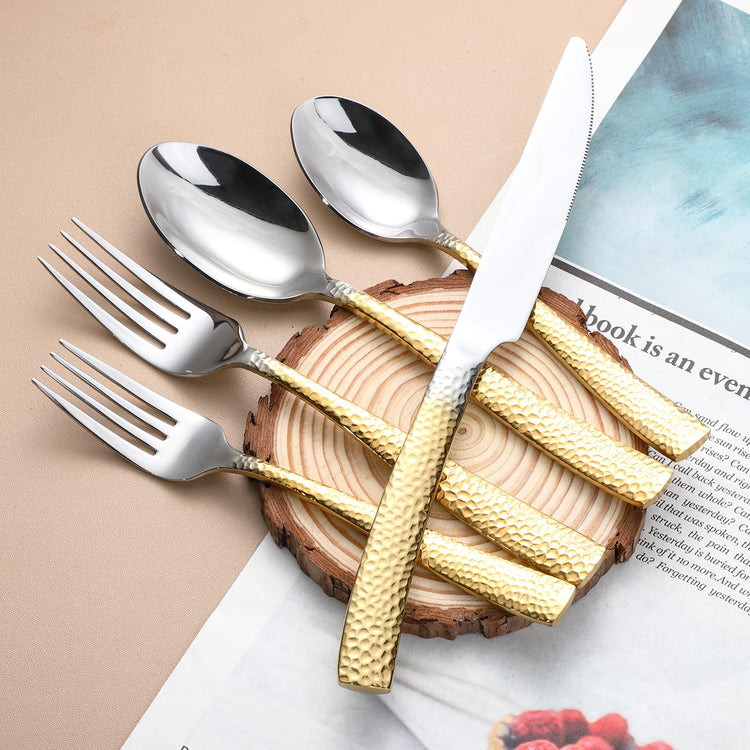 Hammered Silverware Set For 4 (20 Count)