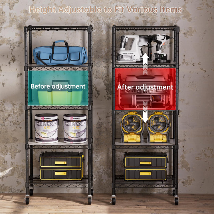 Small Wire 5 Adjustable Shelves Pantry Metal Shelf Floor Organizer