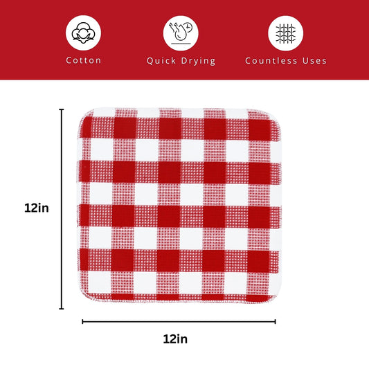 Waffle Weave Plaid Dish Cloths