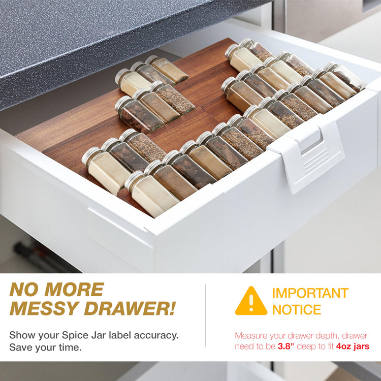 Wooden Spice Rack Organizer for Cabinet (4 Count)