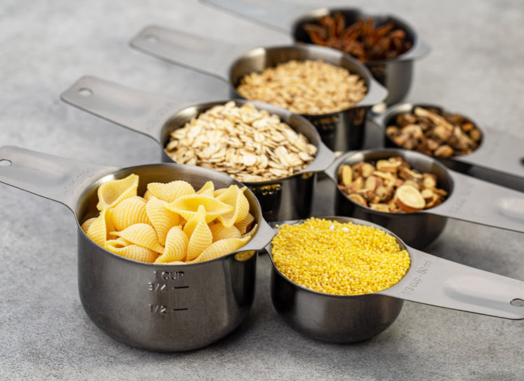 7-Piece 18/8 Stainless Steel Measuring Cups Set, Dark Gray