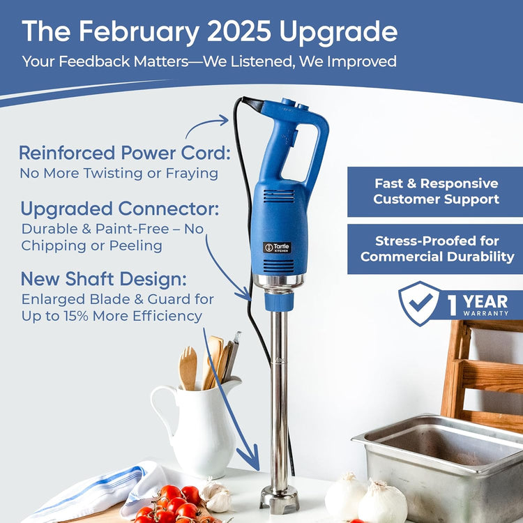 TK Commercial Immersion Blender, 750 Watt/1 HP Variable Speed Motor, 20,000 RPM X-Heavy Duty with Performance Assurance - 18"