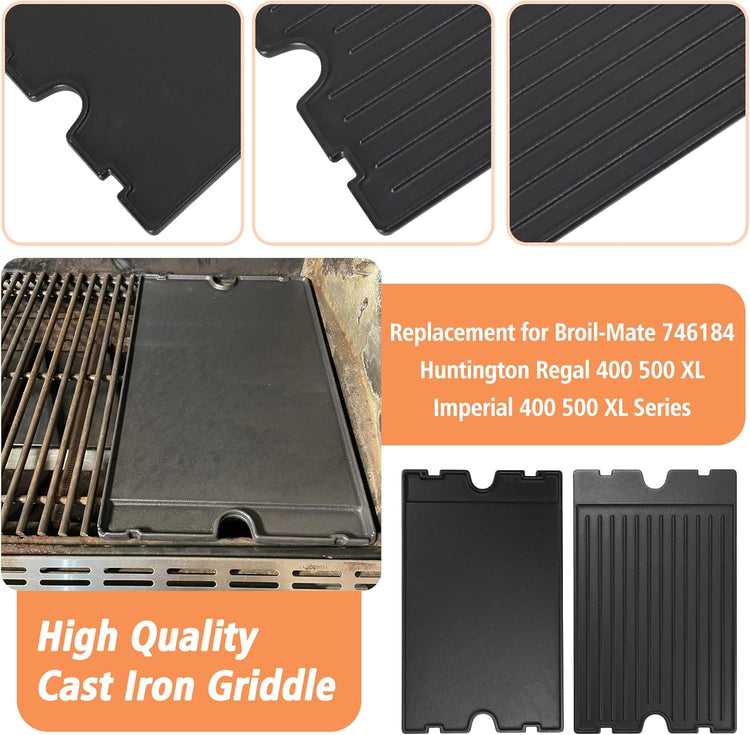 2-in-1 Reversible 19.25” x 11.75” Pre-Seasoned Cast Iron Cooking Griddle for Regal/Imperial Models Grill 11239, Flat Griddle Top Plate for Gas Stove/Charcoal/Electric/Propane/Gas Grill - Nestoria