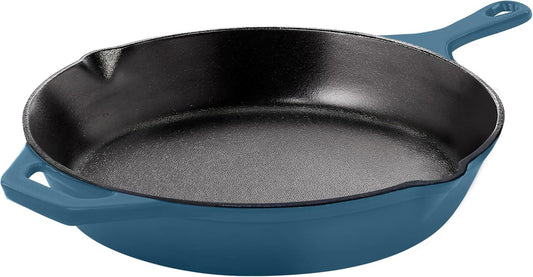 Utopia Kitchen Cast Iron Frying Pan 10.25 Inch, Cast Iron Chefs Pan, Pre Seasoned Skillet, Safe Grill Cookware for Indoor & Outdoor Use, Teal - Nestoria