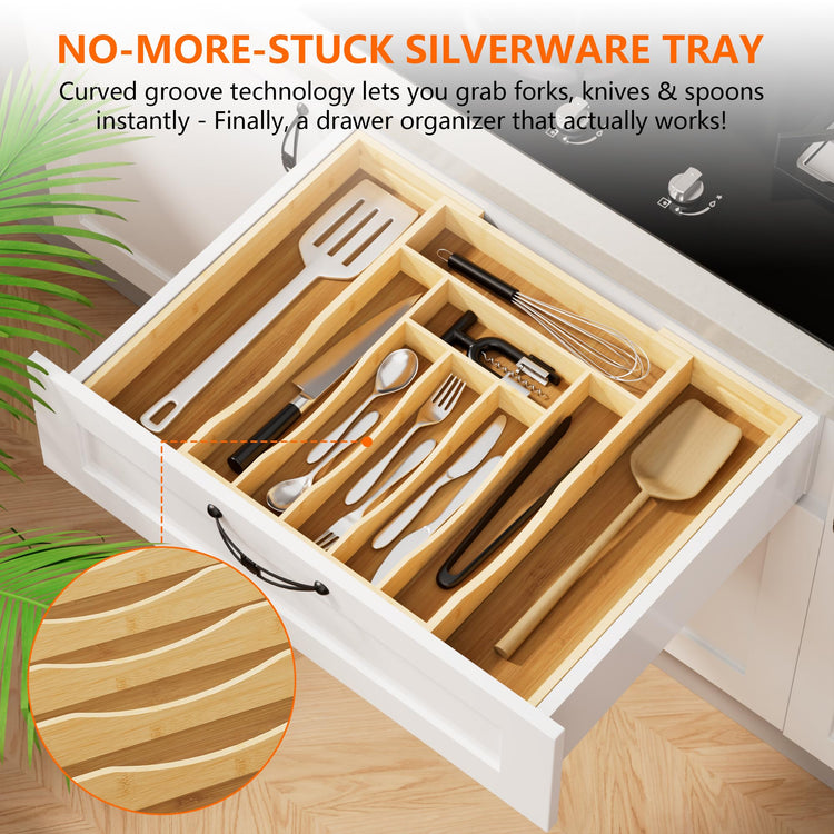Expandable Bamboo Drawer Organizer Cutlery 7