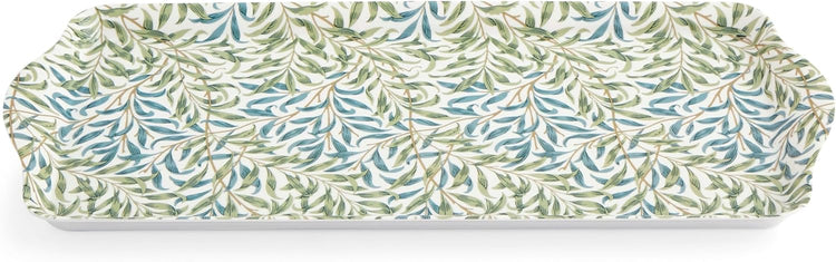 Pimpernel Morris & Co Willow Bough Sandwich Tray - Soft Sage Melamine Serving Tray for Tea Time, Light Snacks, TV Lunches - Easy-Clean Surface & Dishwasher Safe - 15 x 6 Inch, Ideal Housewarming Gift