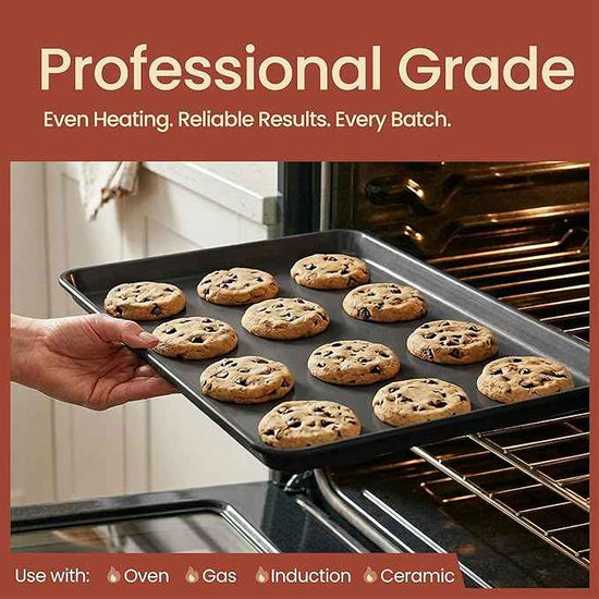 Bakken 8-Piece Ceramic Coated Bakeware Sets, Nonstick Aluminized Steel Pans with Muffin, Loaf, Cake, Roasting Pan, & Cooling Rack, Oven Safe Up To 500°F, Dishwasher Safe, BPA, PTFE & PFAS Free, Black