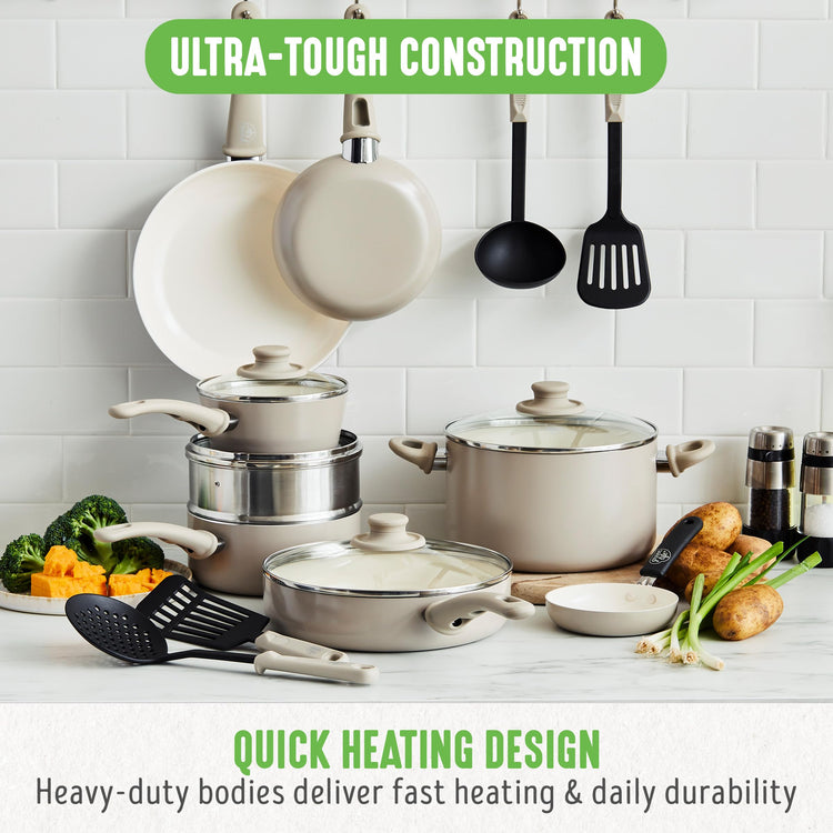 16 Piece Ceramic Nonstick Pots & Pans Cookware Set