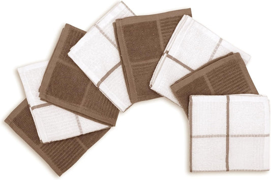 AMOUR INFINI Dish Cloths for Washing Dishes Set of 8 - Highly Absorbent, Super Soft Kitchen Dishcloths - Reusable Quick Dry Dish Rags for Cleaning & Drying Kitchen Linens (12x12 Inch - Brown) - Nestoria