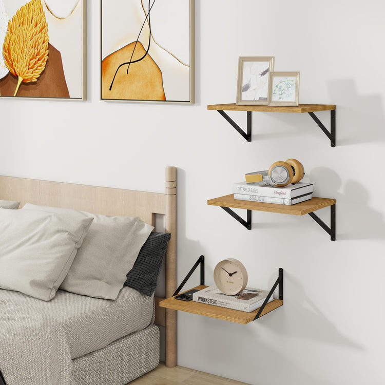 16W x 12D Deep Floating Shelves Set of 3 Oak (3 Count)