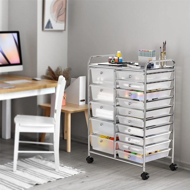 15 Drawers Rolling Utility Cart Art Craft Storage