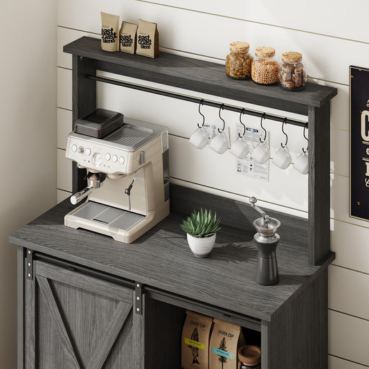 31" Farmhouse Coffee Bar Cabinet with Storage Hutch