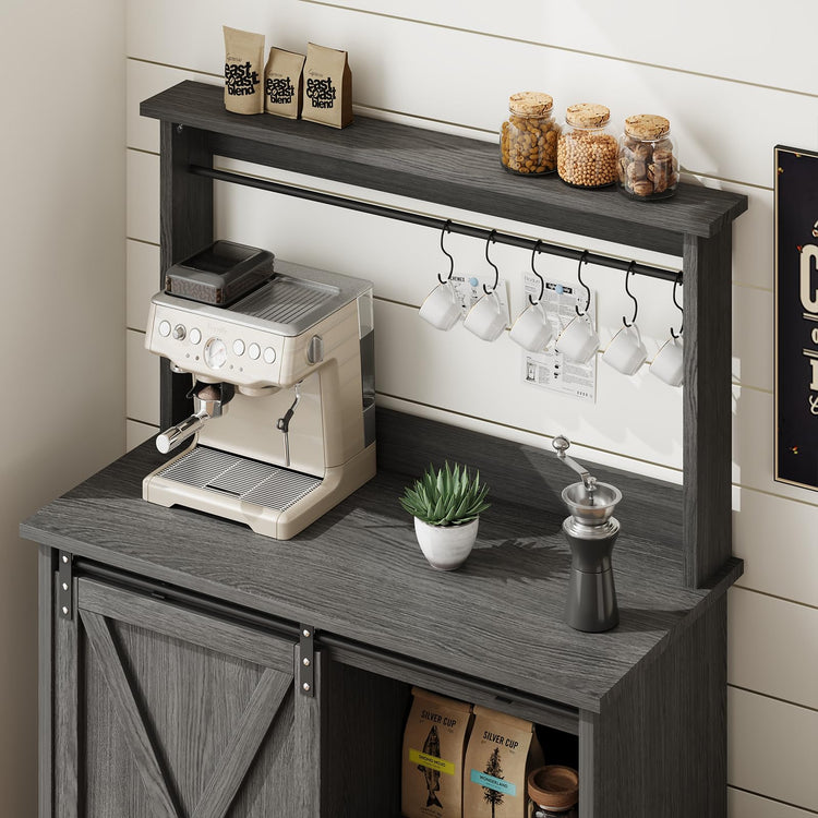 31" Farmhouse Coffee Bar Cabinet with Storage Hutch