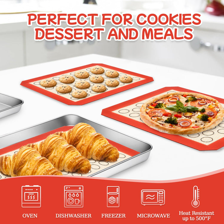 Baking Sheet with Silicone Baking Mat Set