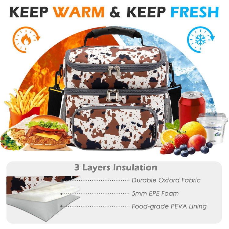 Double Layer Cooler Insulated Lunch Bag Adult Lunch Box Large Tote Bag for Men (2 Count)