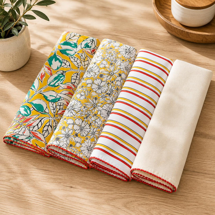 Printed Cotton Kitchen Towels (4 Count)