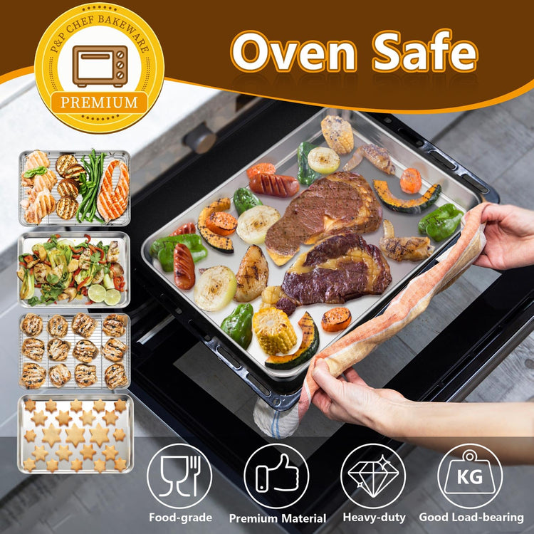 16 + 12.5 Inch Baking Sheet with Rack Set