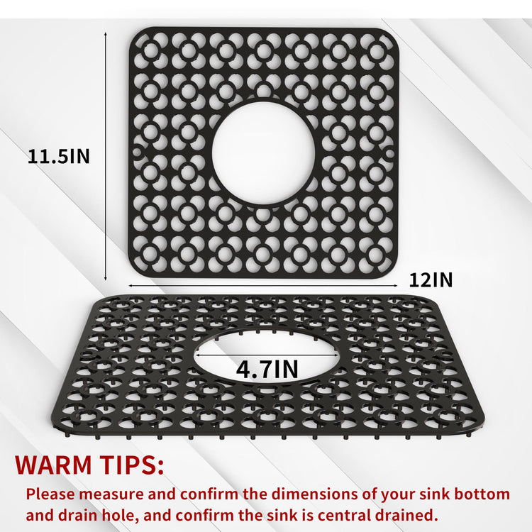 2PCS Sink Mats Sink Protectors Dish Racks Dishwasher Safe Grid Mats for Kitchen Sink Silicone Protect Sink from Stains Damage Scratches Non Slip Heat Resistant Rust Resistant 11"X12" Black (2 Count)