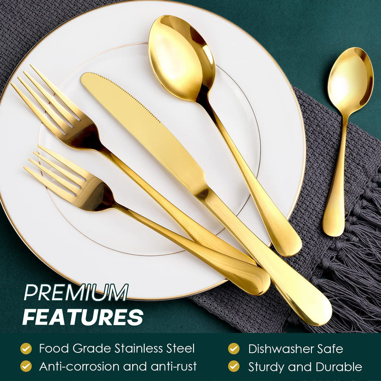 Gold Silverware Set (30 Count)