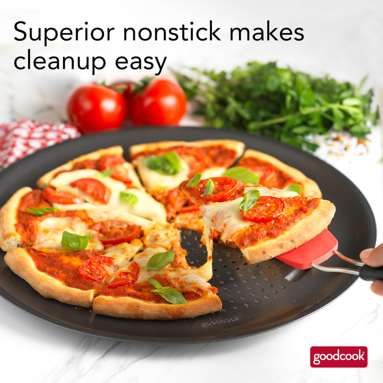 AirPerfect Insulated Nonstick Carbon Steel Pizza Pan with Cutting Guides
