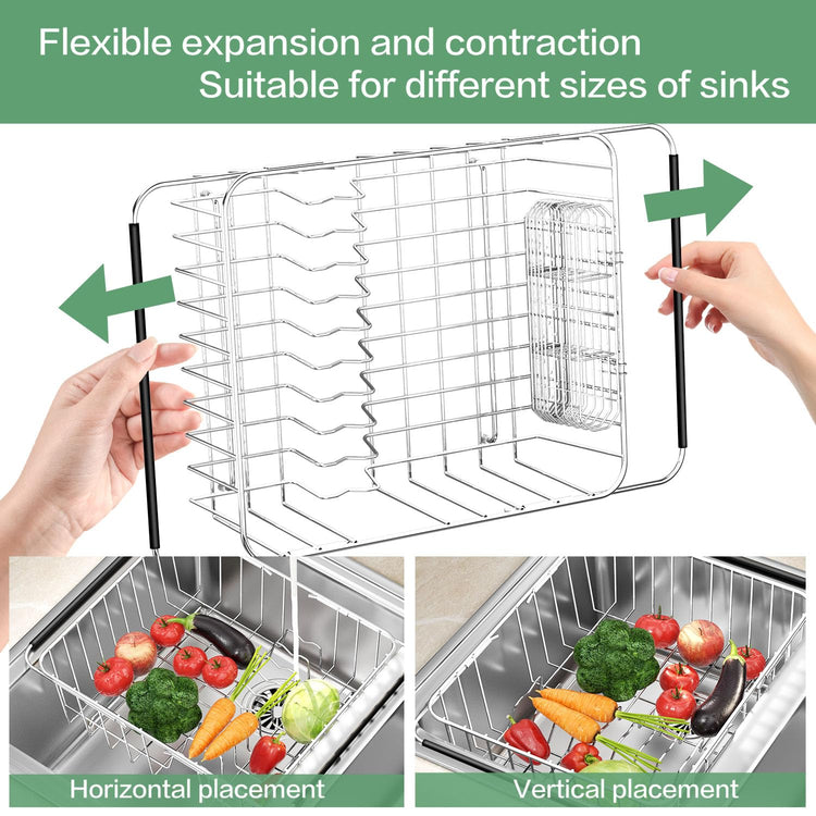 Large Dish Drainer Rack in Sink Adjustable