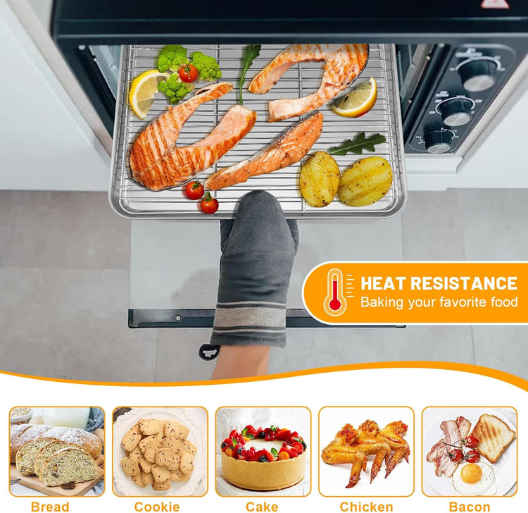 TeamFar Cooling Rack, 11.7” x 9” Stainless Steel Wire Baking Rack for Cooking Roasting Grilling, Fit for Oven Pan, Oven & Dishwasher Safe, Non-toxic & Heavy-Duty, 2PCS
