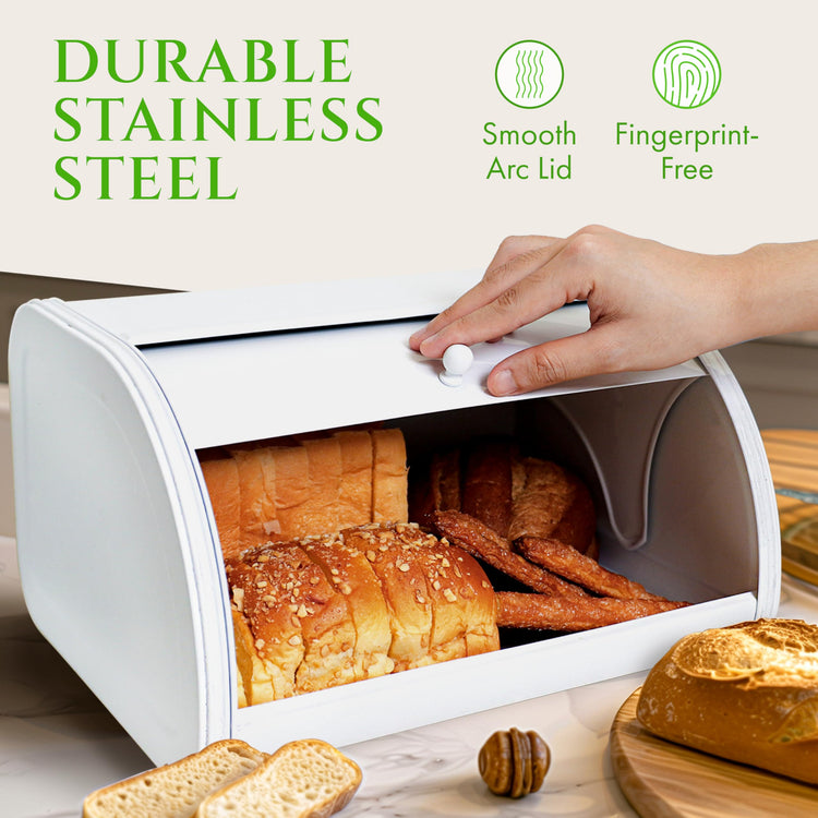White Bread Box for Kitchen Countertop Airtight