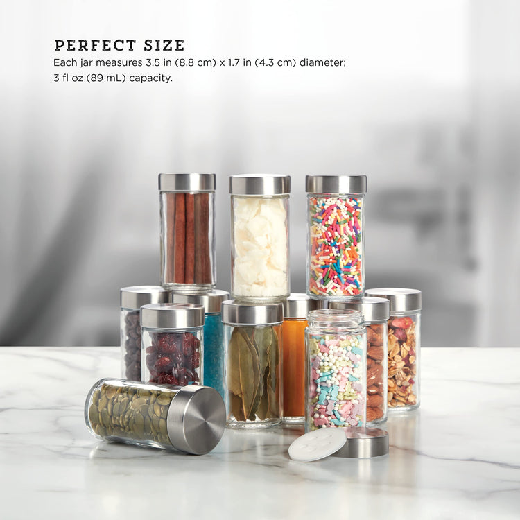 Clear Reusable 3 Oz Jars With Stainless Steel Shaker Lids