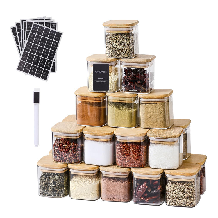 24Pcs 4oz Small Glass Spice Jars with 275 Labels (24 Count)