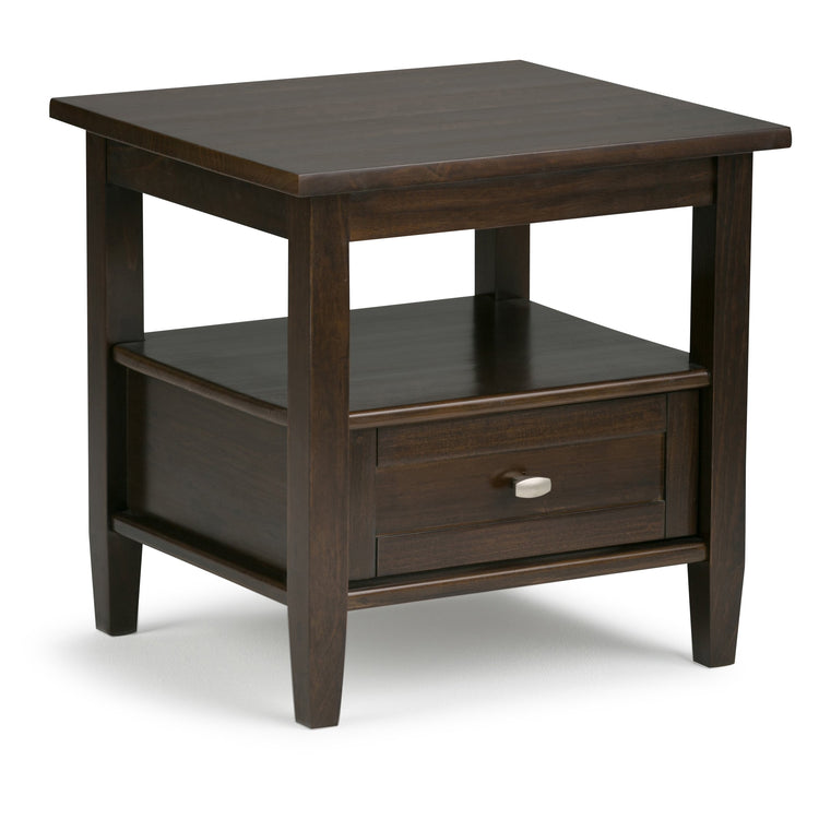 Warm Shaker 20" Wide Solid Wood End Table in Brunette Brown