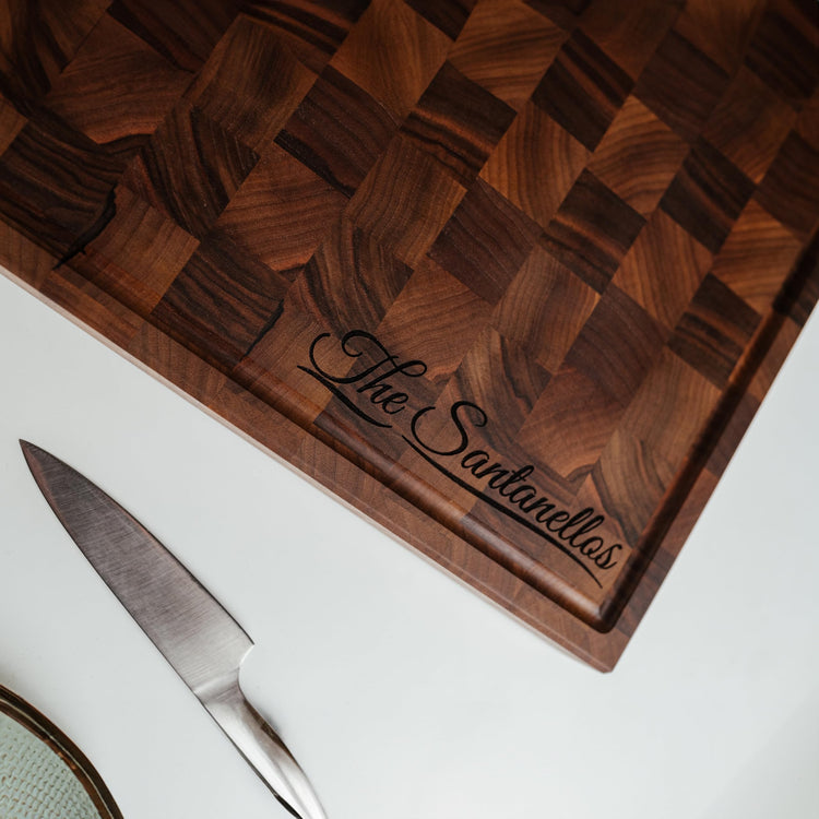 Handmade Personalized Walnut End Grain Cutting Board
